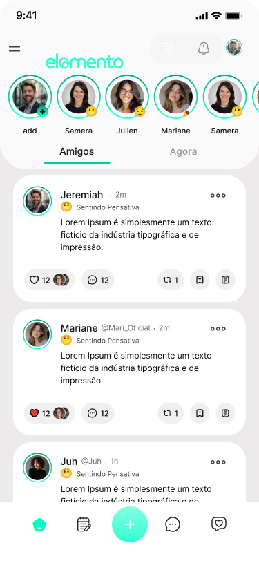 Feed do Elomento em modo claro